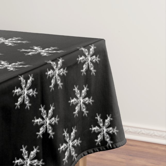 Christmas Tablecloth, Snowflakes, Black  Tablecloth (In Situ)