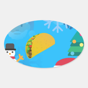 christmas taco emoji oval sticker
