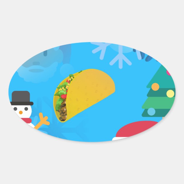christmas taco emoji oval sticker (Front)