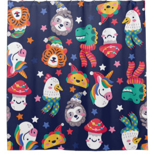 christmas taco mushroom chicken tiger shower curtain
