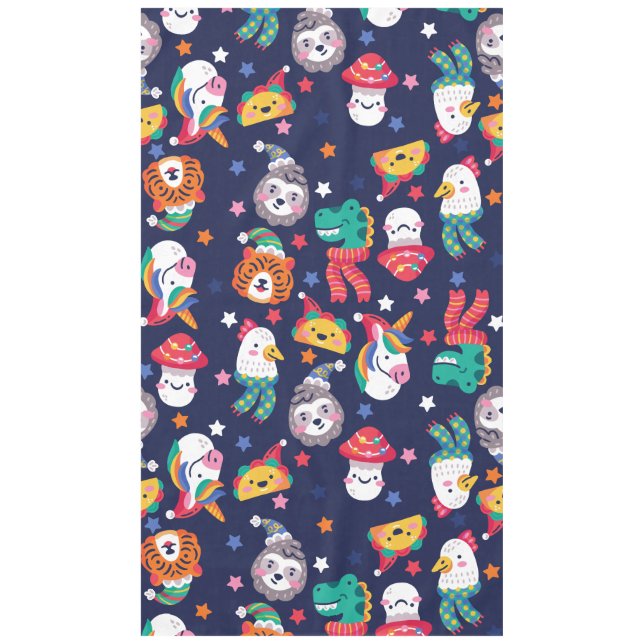 christmas taco mushroom chicken tiger tablecloth (Front)