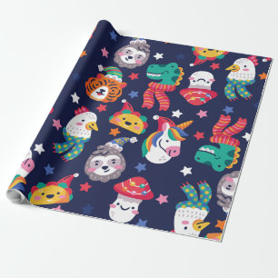 christmas taco mushroom chicken tiger wrapping paper