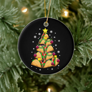 Christmas Taco Tree Ornaments Snow Holiday Xmas