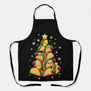 Christmas Taco Tree Ornaments Snow Holiday Xmas Apron