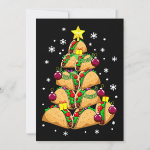 Christmas Taco Tree Ornaments Snow Holiday Xmas Invitation