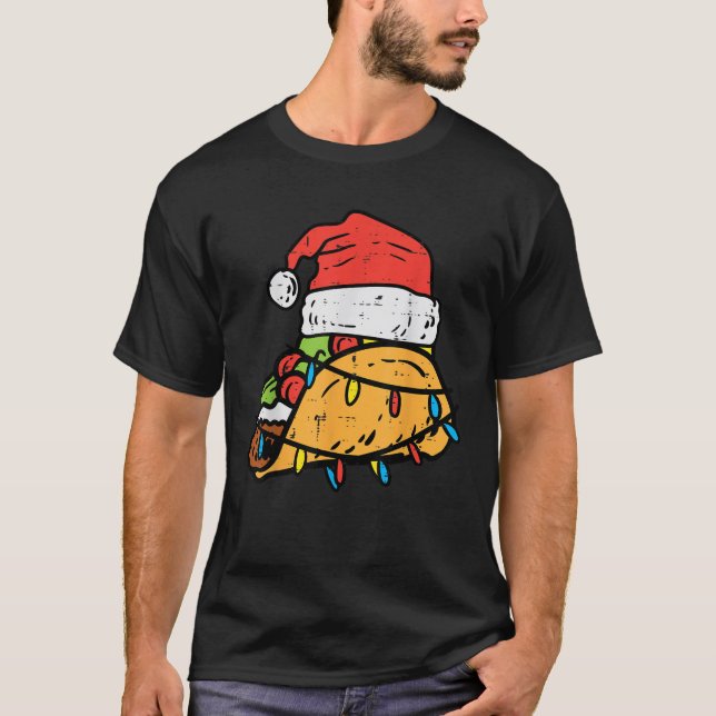 Christmas Tacos Santa Funny Mexican Food Xmas Men  T-Shirt (Front)
