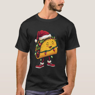 Christmas Tacos Santa Hat Xmas Lights Taco Girls B T-Shirt