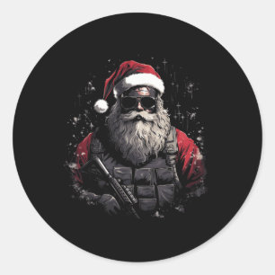 Christmas Tactical Santa Xmas Gift Idea  Classic Round Sticker