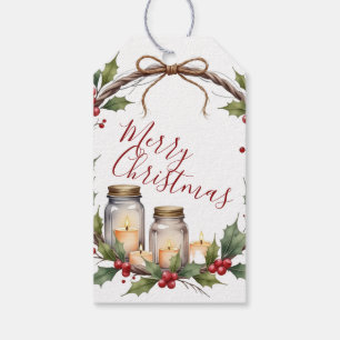 Christmas Tag with Mason Jar Candles