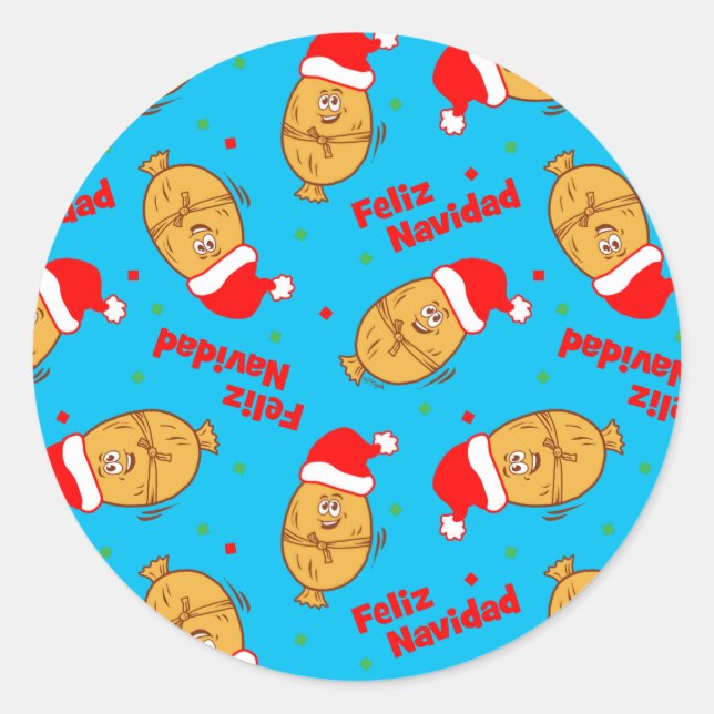 Christmas Tamales Pattern Classic Round Sticker (Front)