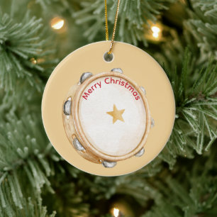 Christmas Tambourine Drum Ceramic Tree Decoration