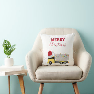 Christmas Tanker Truck Transportation Trucks Cushion