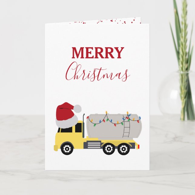 Christmas Tanker Truck Transportation Trucks Holiday Card (Front)