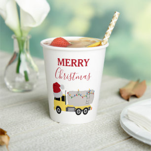 Christmas Tanker Truck Transportation Trucks Paper Cups