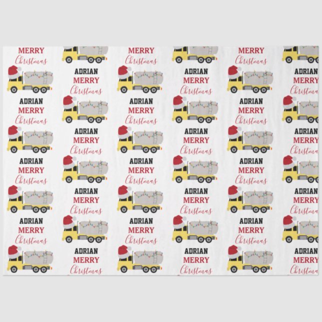 Christmas Tanker Truck Transportation Trucks Tissue Paper (Front)