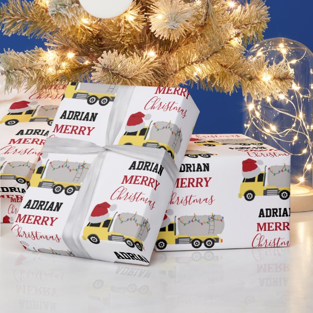 Christmas Tanker Truck Transportation Trucks Wrapping Paper (Holidays)