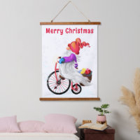 Christmas Tapestry Gnome with Bike and Gift