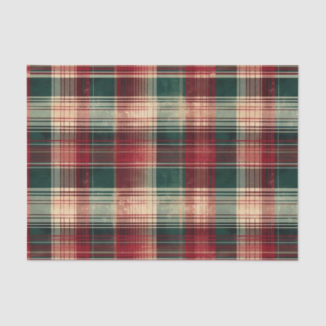 Christmas Tartan and Trees Seamless Tissue Paper (Front)