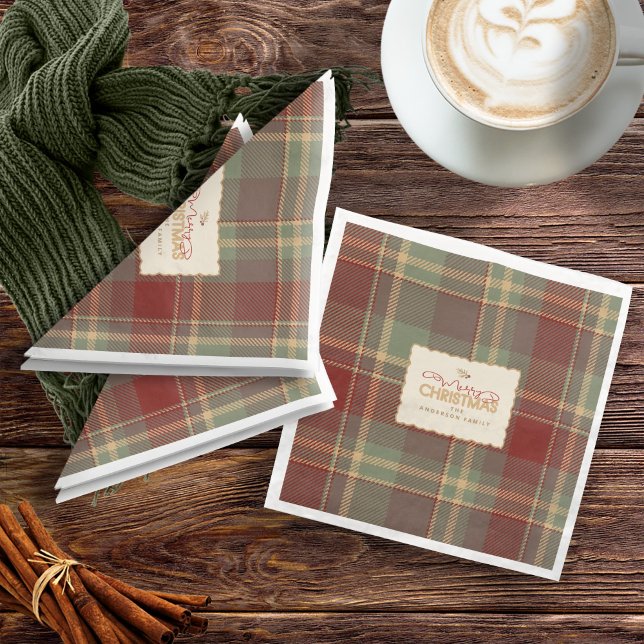 Christmas Tartan Brick Red Green ID1141A Napkin (Creator Uploaded)