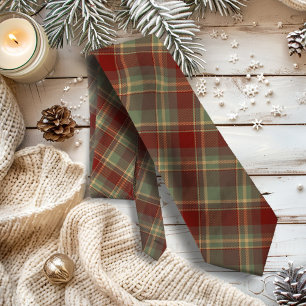 Christmas Tartan Brick Red Green ID1141A Tie