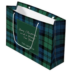 Christmas Tartan Clan Campbell Plaid Personalised Large Gift Bag