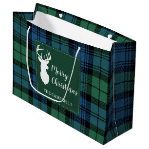Christmas Tartan Clan Campbell Plaid Personalised Large Gift Bag