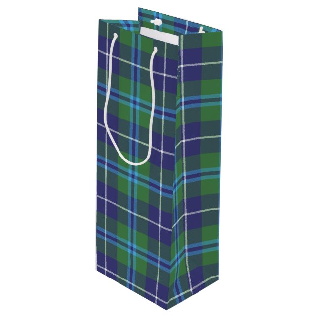 Christmas Tartan Clan Douglas Plaid Check Wine Gift Bag (Front Angled)