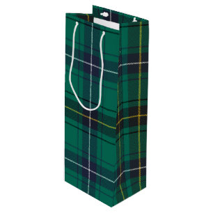 Christmas Tartan Clan Henderson Plaid Green Check Wine Gift Bag