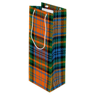Christmas Tartan Clan Murray Orange Plaid Wine Gift Bag