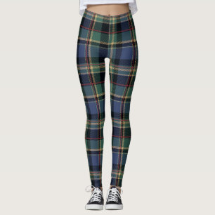 Christmas Tartan Navy Blue Green ID1141B Leggings