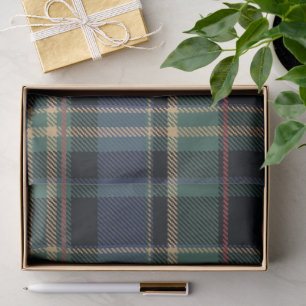 Christmas Tartan Navy Blue Green ID1141B Tissue Paper