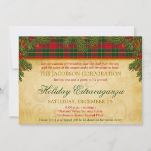Christmas Tartan Plaid Corporate Holiday Party Invitation