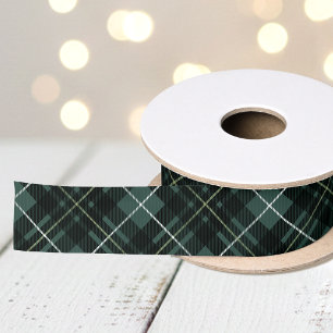 Christmas Tartan Plaid Dark Green Holiday Satin Ribbon