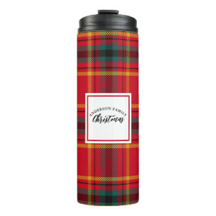 Christmas Tartan Plaid Family Name Thermal Tumbler