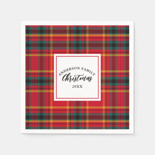 Christmas Tartan Plaid Family Name Year Napkin