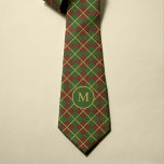 Christmas tartan red green gold monogrammed tie<br><div class="desc">Christmas elegant vintage traditional style plaid tartan necktie for him with a classic red,  green,  and gold pattern and a personalised monogram name initial letter.</div>