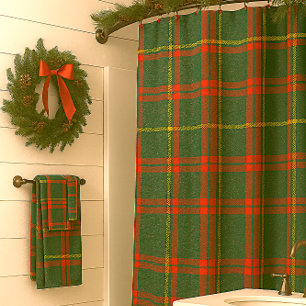Christmas Tartan  Red Green  Plaid  Shower Curtain