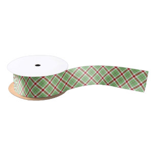 Christmas Tartan Ribbon Red & Green Plaid Pattern Satin Ribbon
