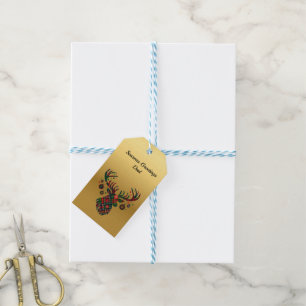 Christmas Tartan Stag - Custom Gift tag