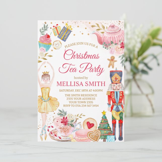 Christmas Tea Holiday Party Invitation (Standing Front)