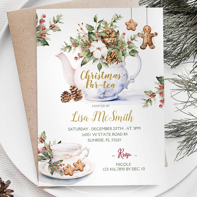 Christmas Tea Party Cookies Bridal Shower Invitation (Creator Uploaded)