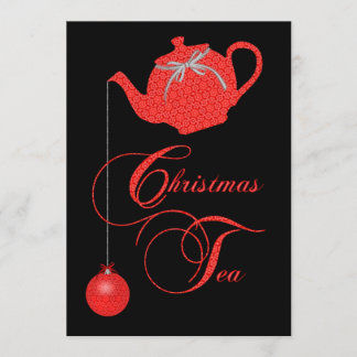 Christmas Tea Party Invitation, Red Lace Elegance Invitation