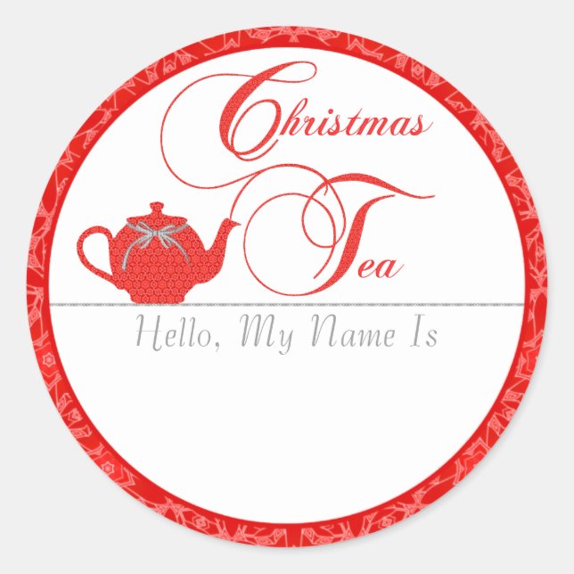 Christmas Tea Party Name Tag (Front)