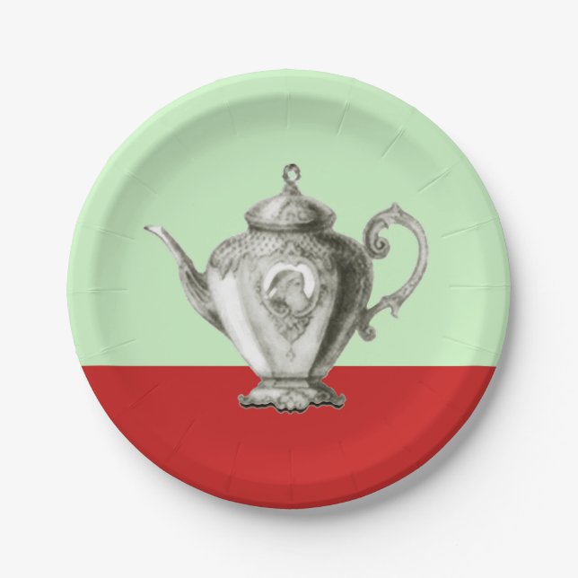 Christmas Tea Party Paper Plate (Front)