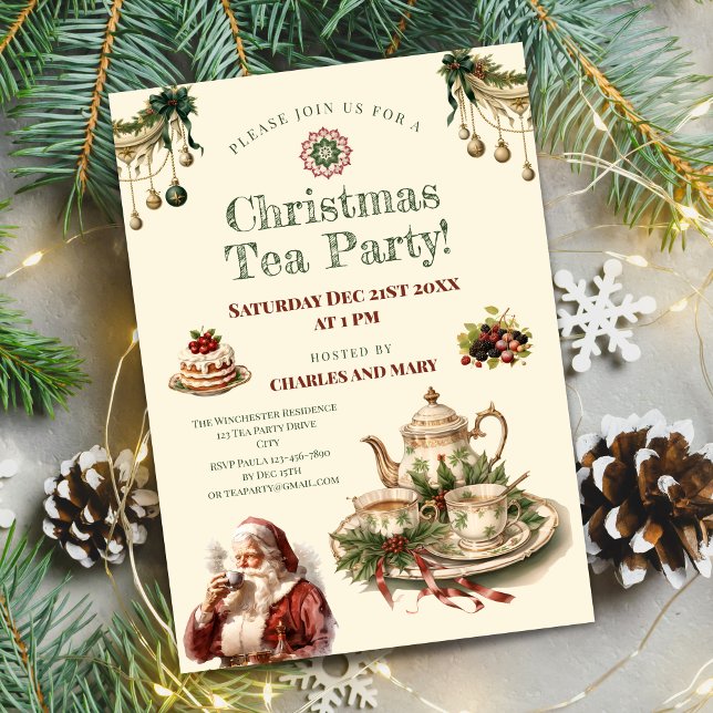 Christmas Tea Party Party Invitation Template (Christmas Tea Party Party Invitation Template)