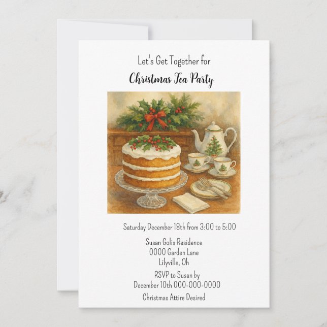 Christmas Tea Party / Tea Time  Invitation (Front)