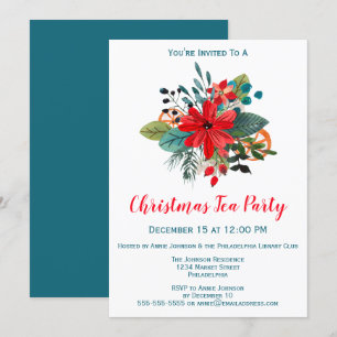 Christmas Tea Party Winter Florals & Fruit Invitation