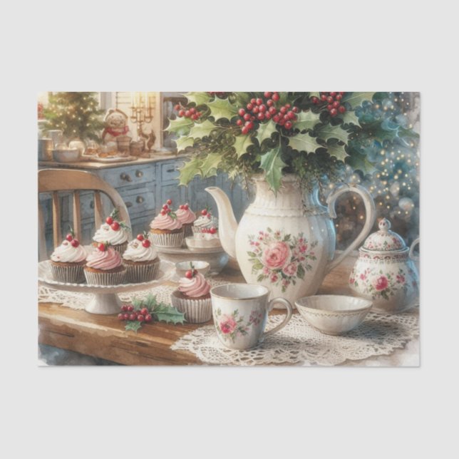 Christmas Tea Time with Cupcakes  Tissue Paper (Front)
