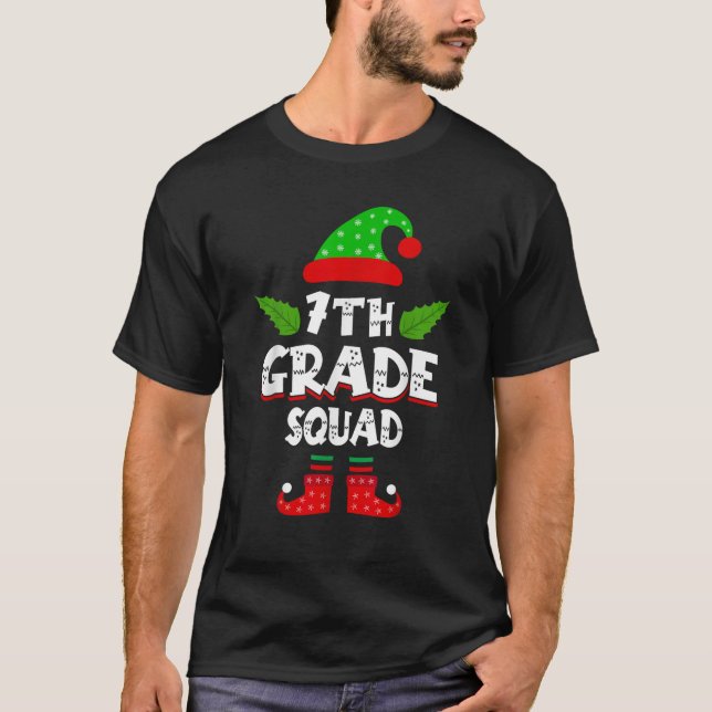 Christmas Teacher 7th Grade Elf Squad Xmas Matchin T-Shirt (Front)