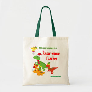 Christmas Teacher Appreciation Kids Dinosaur Tote Bag